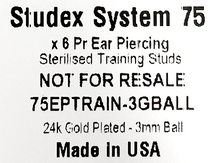 Load image into Gallery viewer, STERILE Ear Training Studs - 24K Gold Plated 3mm Ball