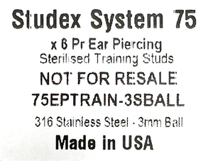 STERILE Ear Training Studs - Stainless Steel 3mm Ball