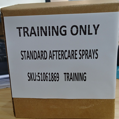 TRAINING ONLY-STANDARD AFTERCARE SPRAYS.