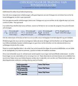 Store Manager New Starter Checklist - Trainee